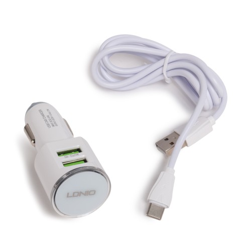 Автомобильное зарядное устройство LDNIO DL-C29 2*USB Type-C Белый