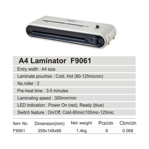 Ламинатор COMIX F9061 А4, 2 вала, 80-125 мкм, 30 см/мин.